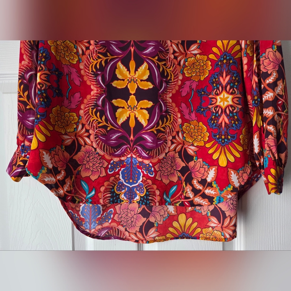 LOFT Boho Mixed Floral Paisley Split Sleeve Blouse – Size SP Excellent Condition - Picture 5 of 14